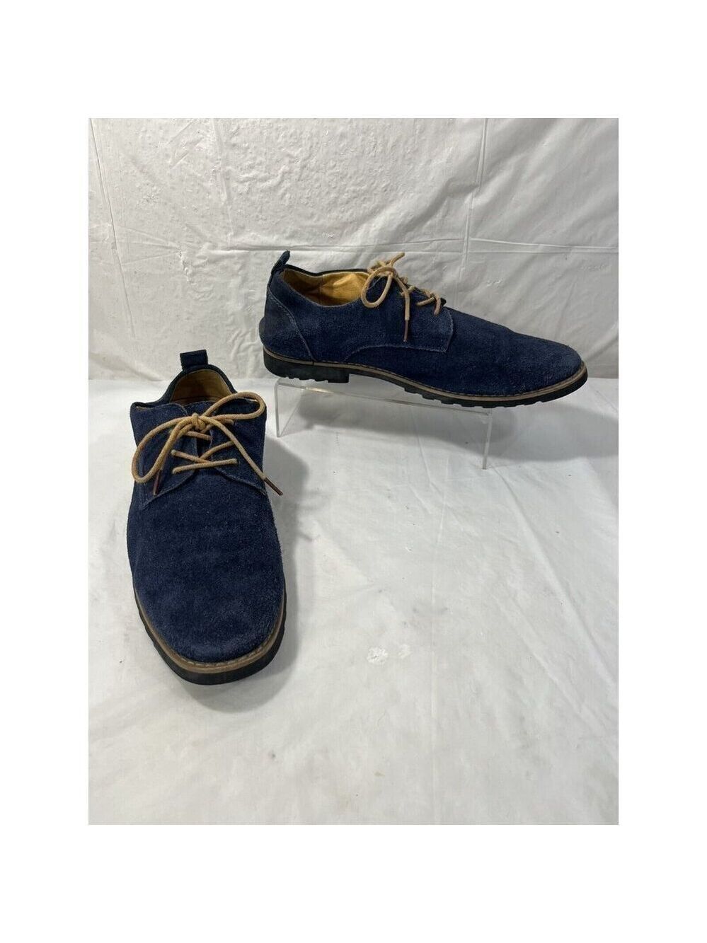 iLoveSIA Men's Blue Suede Tan Accents Oxford Shoes Sz 9 - Picture 8 of 16